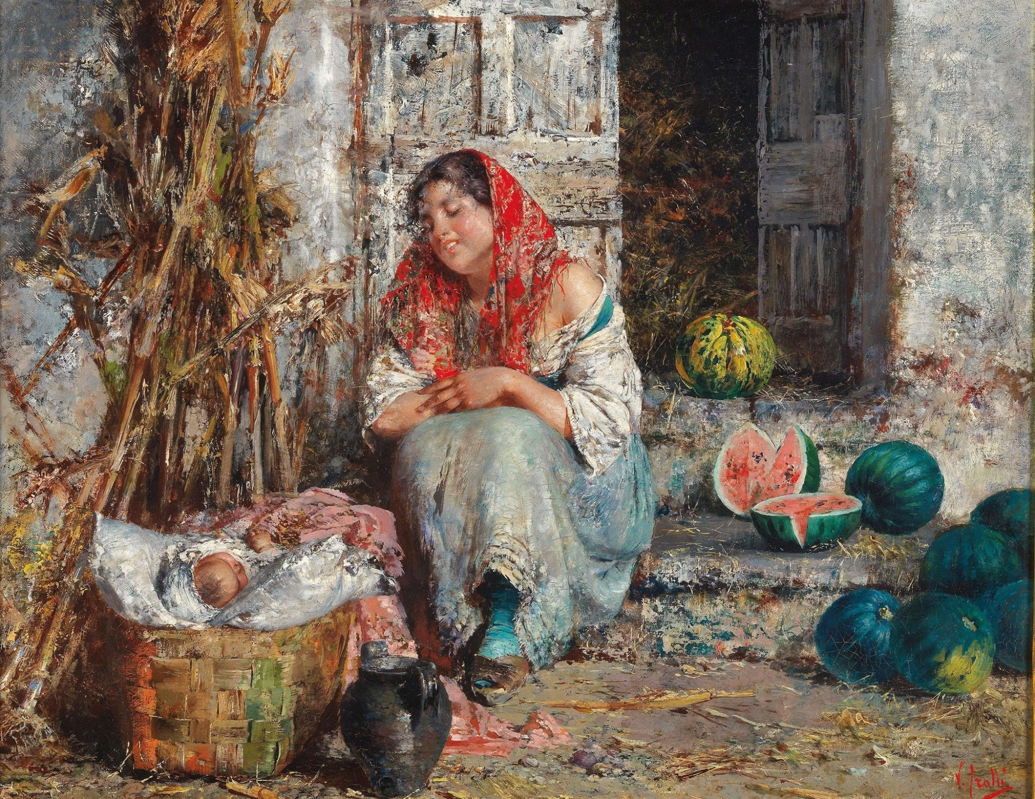 Giovane venditrice di angurie